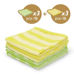DrDirt 竹纖維洗碗布6條裝 (黃色3條+綠色3條)